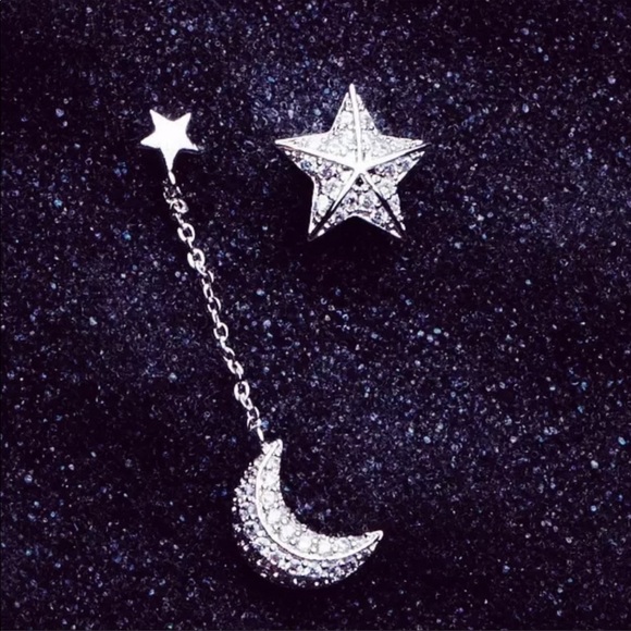 Jewelry - Sterling Silver 925 CZ Star ⭐️ Moon Earrings